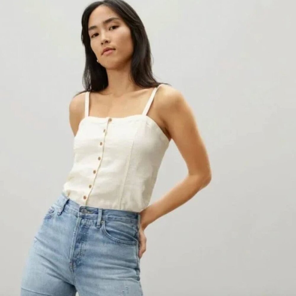 Everlane Cream Linen Picnic Top
